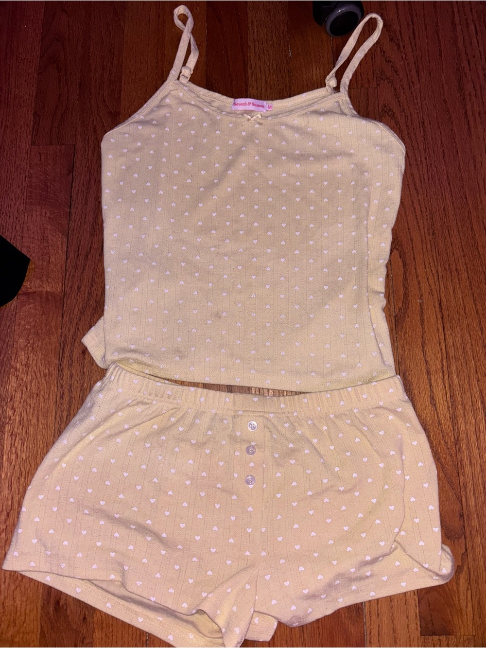 Yellow polka dot pajama set